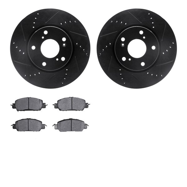 Dynamic Friction Co 8302-59106, Rotors-Drilled and Slotted-Black with 3000 Series Ceramic Brake Pads, Zinc Coated 8302-59106